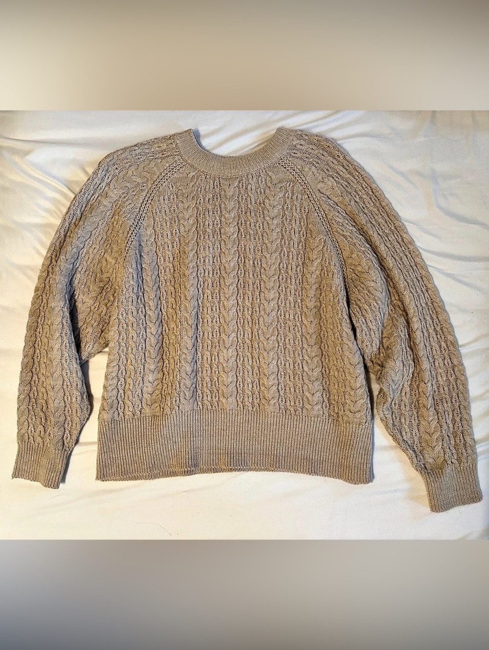 Beige Knit Crewneck Sweater Small